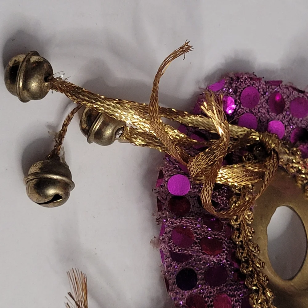Purple and Gold Masquerade Mask with Bells. 332
